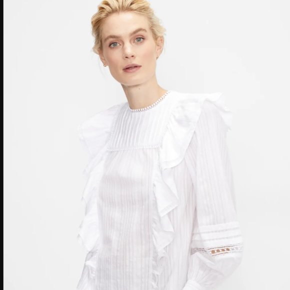 COPY - Ted Baker Silais Double Frill Blouse White - Picture 3 of 13